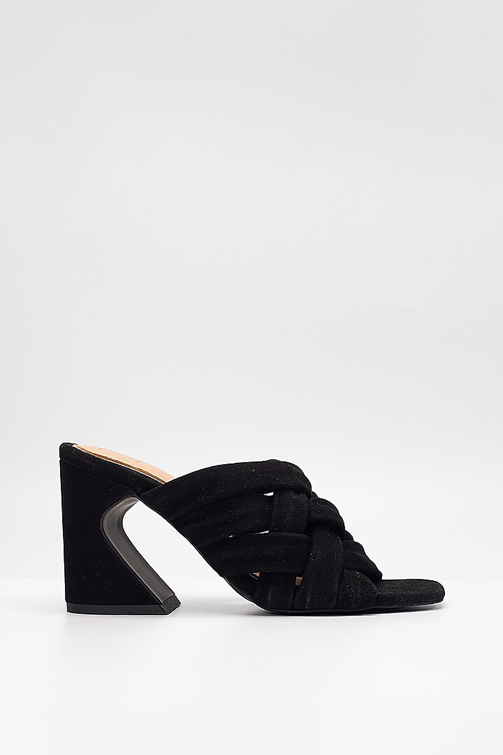 Black Cow Leather Criss-Cross Heels by HEEL YOUR SOLE at Pernia's Pop Up Shop