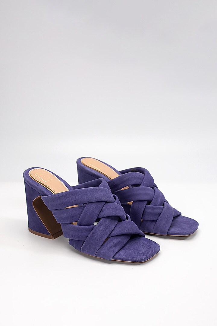 Blue Cow Leather Criss-Cross Heels by HEEL YOUR SOLE at Pernia's Pop Up Shop
