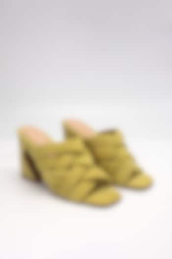 Yellow Cow Leather Criss-Cross Heels by HEEL YOUR SOLE at Pernia's Pop Up Shop