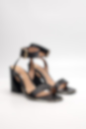 Black Cow Leather & Sheep Leather Heels by HEEL YOUR SOLE at Pernia's Pop Up Shop