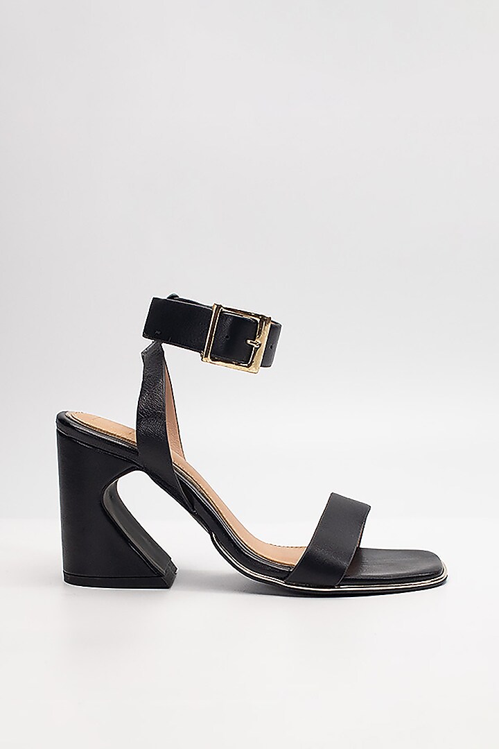 Black Cow Leather & Sheep Leather Heels by HEEL YOUR SOLE at Pernia's Pop Up Shop
