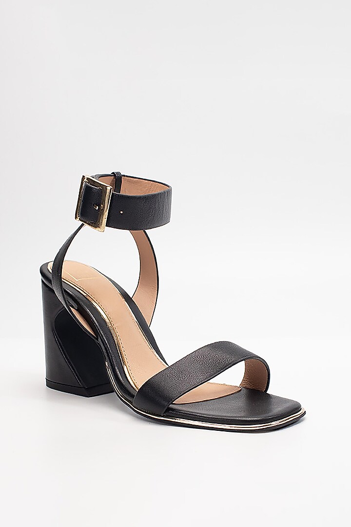 Black Cow Leather & Sheep Leather Heels by HEEL YOUR SOLE at Pernia's Pop Up Shop
