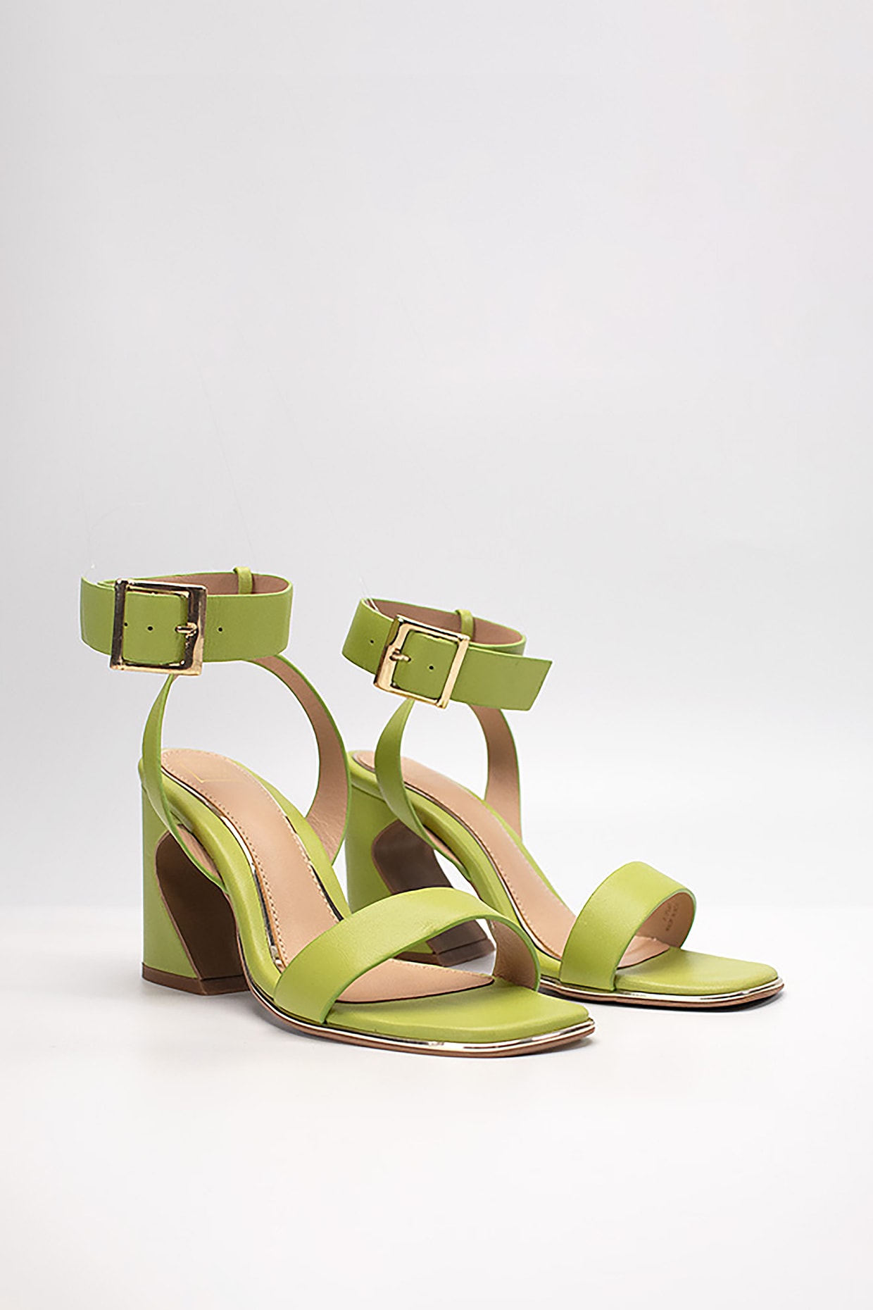 New Look khaki block heels with thin strap, worn... - Depop