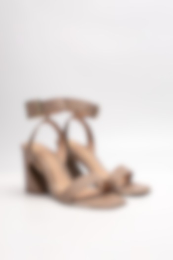 Beige Cow Leather & Sheep Leather Heels by HEEL YOUR SOLE at Pernia's Pop Up Shop