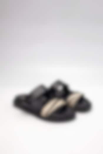 Black Cow Leather & Sheep Leather Flats by HEEL YOUR SOLE at Pernia's Pop Up Shop