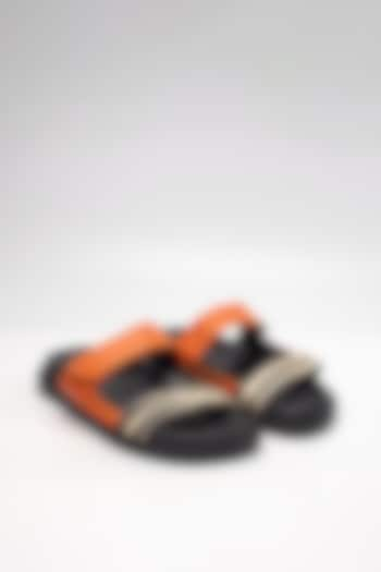 Orange Cow Leather & Sheep Leather Flats by HEEL YOUR SOLE