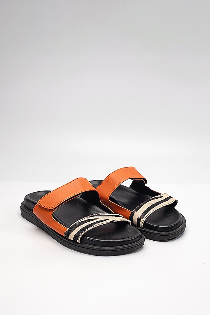 Orange Cow Leather & Sheep Leather Flats by HEEL YOUR SOLE