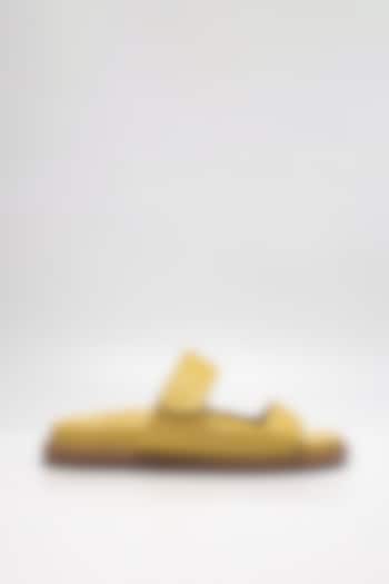 Yellow Cow Leather & Sheep Leather Flats by HEEL YOUR SOLE at Pernia's Pop Up Shop