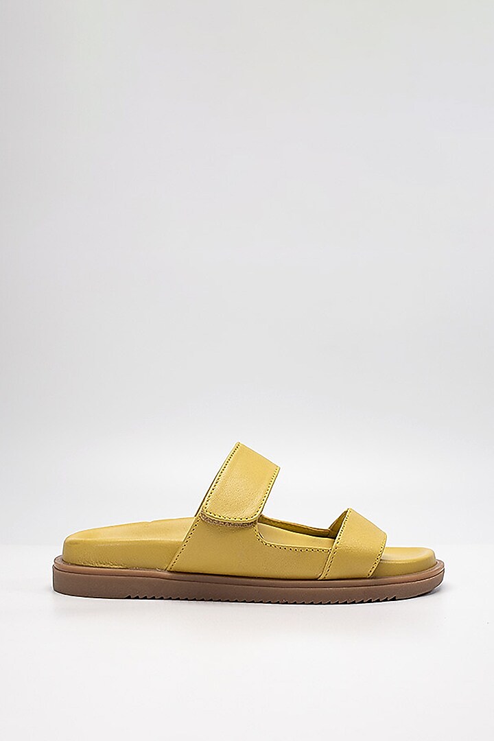 Yellow Cow Leather & Sheep Leather Flats by HEEL YOUR SOLE at Pernia's Pop Up Shop