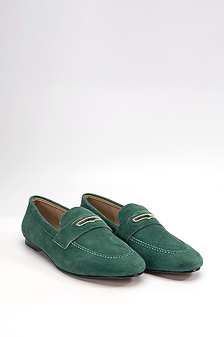Green Suede Leather Loafers by HEEL YOUR SOLE