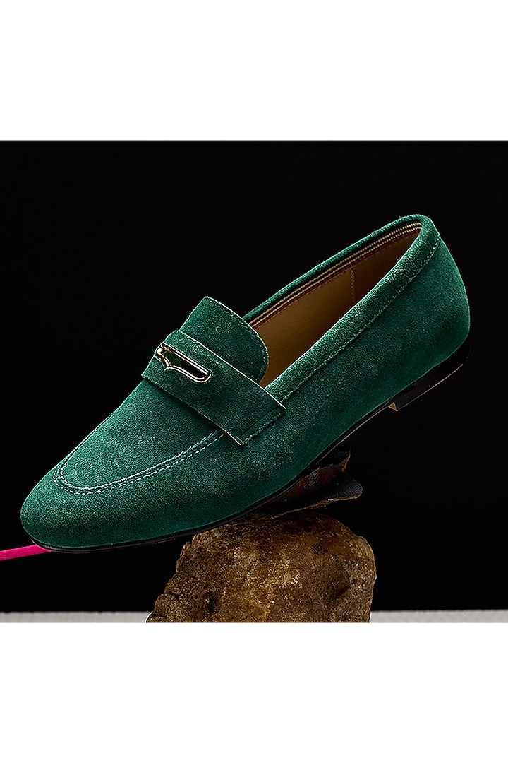 Green Suede Leather Loafers by HEEL YOUR SOLE at Pernia's Pop Up Shop