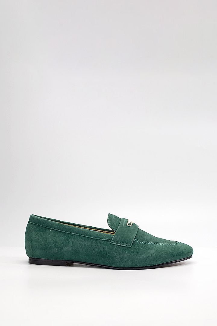 Green Suede Leather Loafers by HEEL YOUR SOLE at Pernia's Pop Up Shop