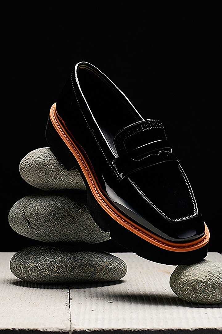 Black Genuine Leather Loafers by HEEL YOUR SOLE at Pernia's Pop Up Shop