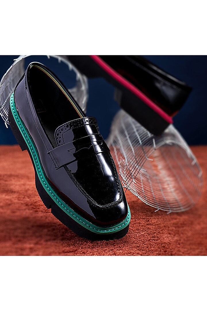 Black Genuine Leather Loafers by HEEL YOUR SOLE at Pernia's Pop Up Shop