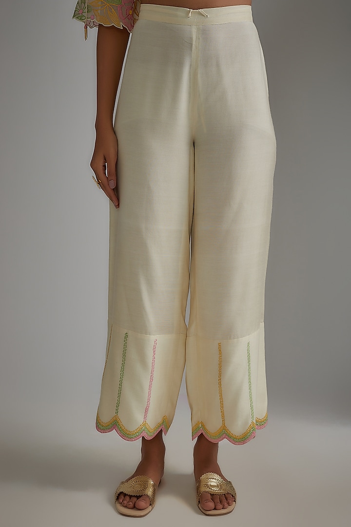 Ivory Silk Organza Embellished Kurta Set by I AM DESIGN at Pernia's Pop Up Shop