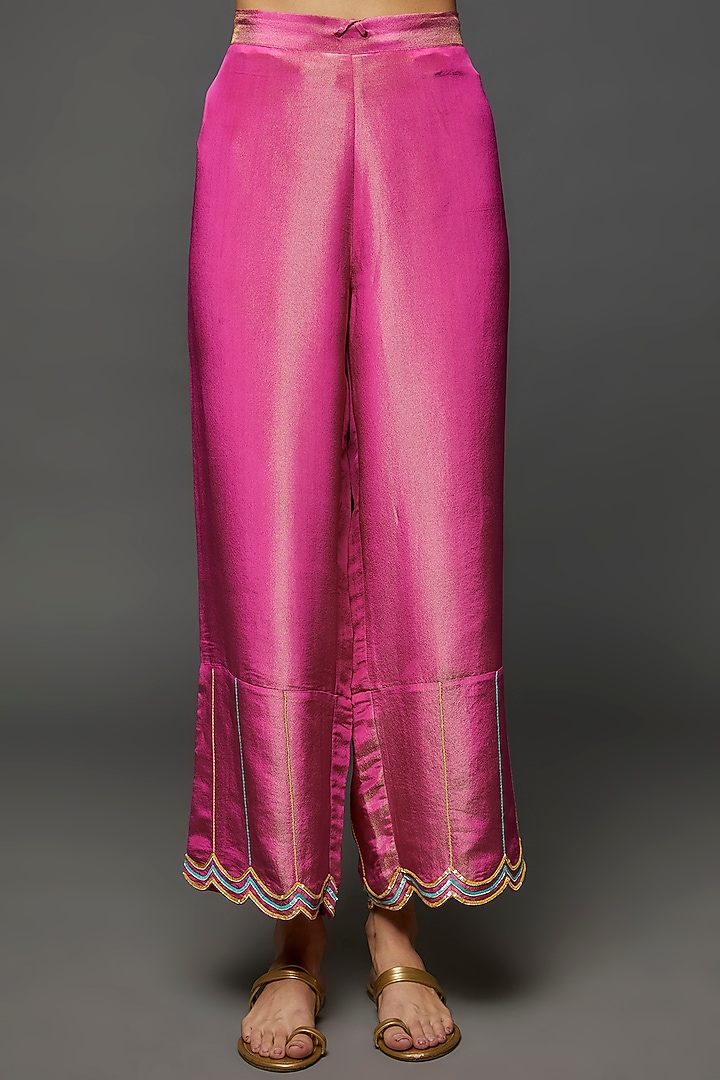 Pink Linen Satin Kurta Set by I AM DESIGN at Pernia's Pop Up Shop
