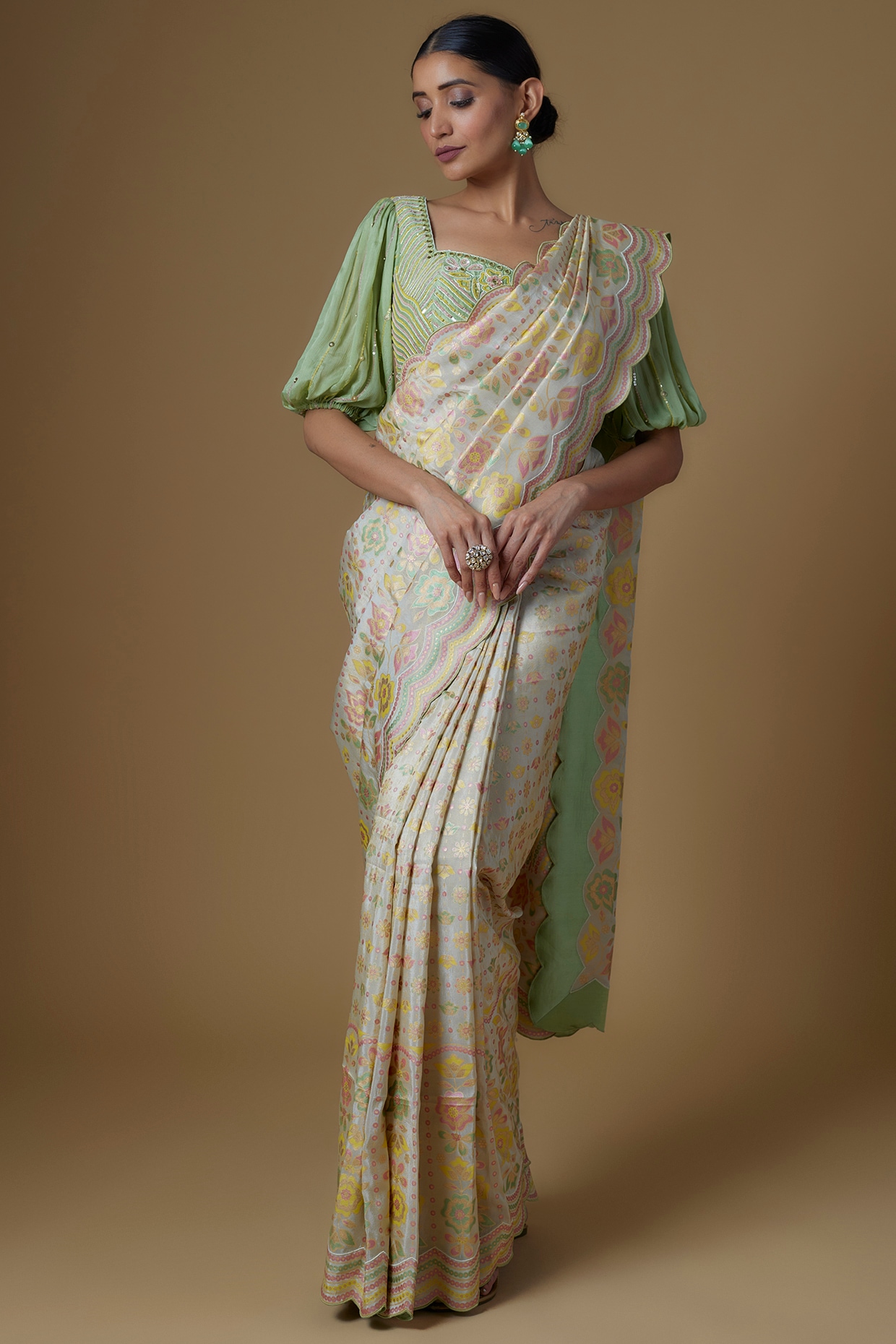 Party Wear Printed Designer Saree For Wedding - Evilato Online Shopping