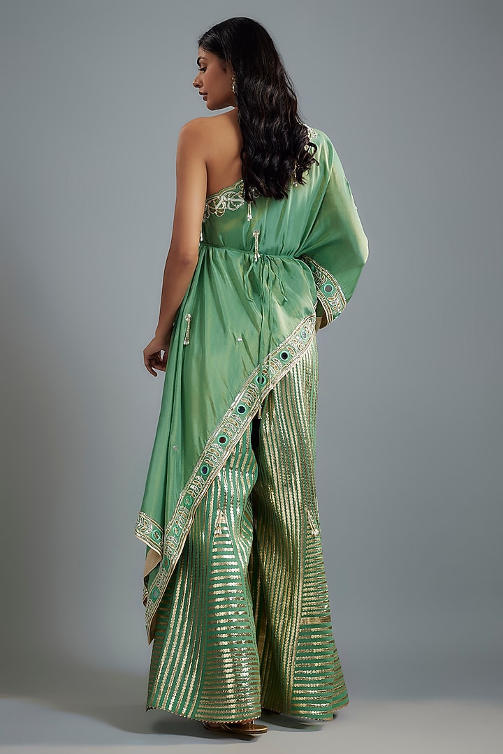 Sea Green Georgette Hand Embroidered Cape Set by I AM DESIGN at Pernia's Pop Up Shop