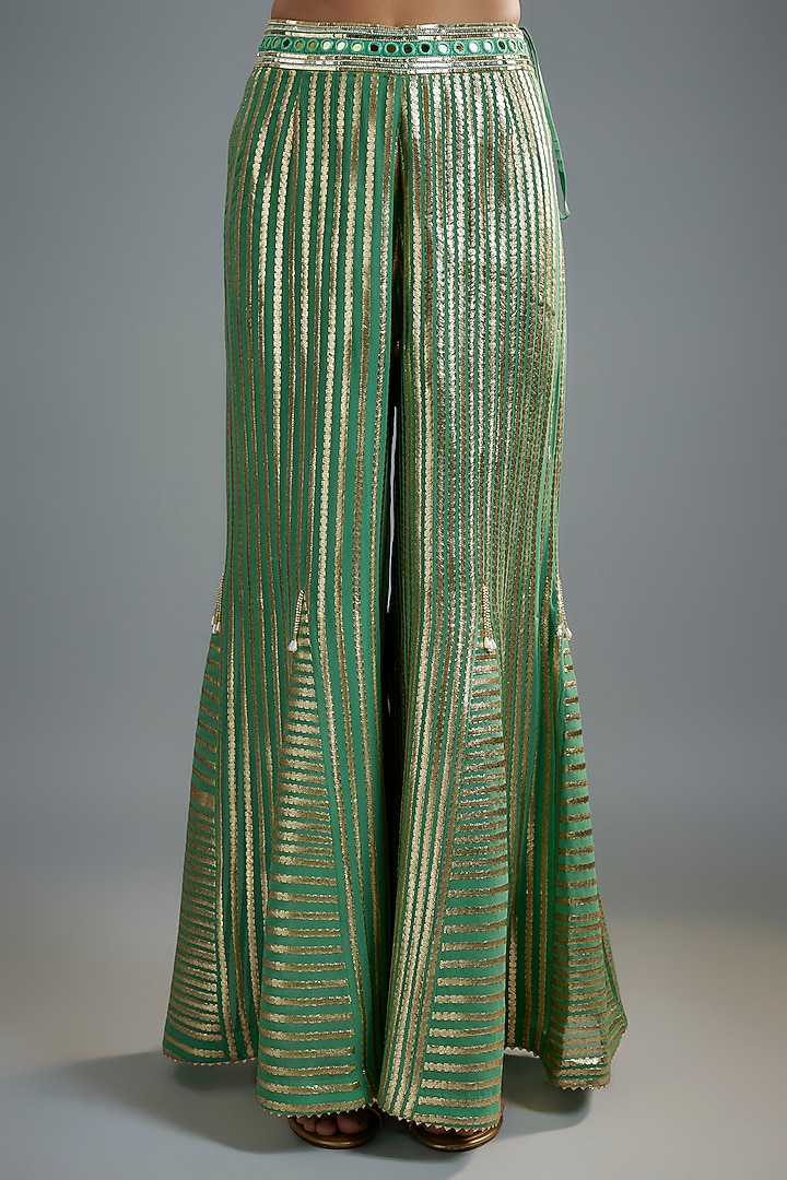Sea Green Georgette Hand Embroidered Cape Set by I AM DESIGN at Pernia's Pop Up Shop