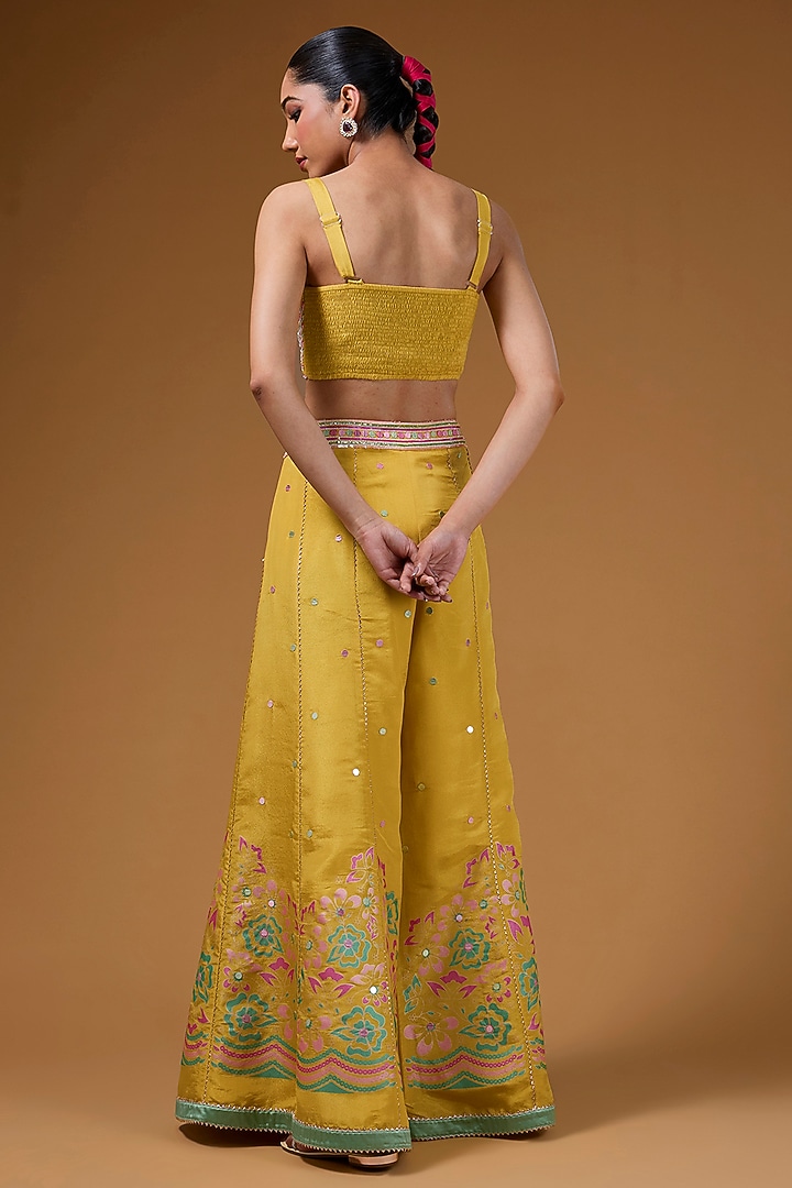 Mustard Silk Zari Blend Hand Embroidered Cape Set by I AM DESIGN at Pernia's Pop Up Shop