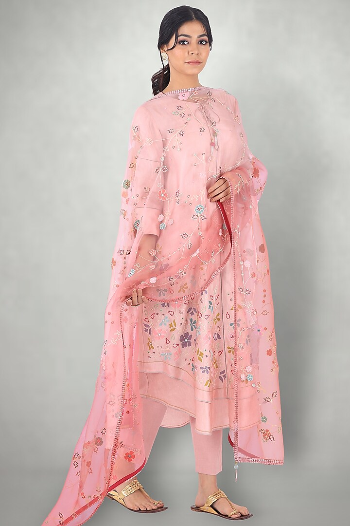 Blush Pink Embroidered Kurta Set by I Am Design