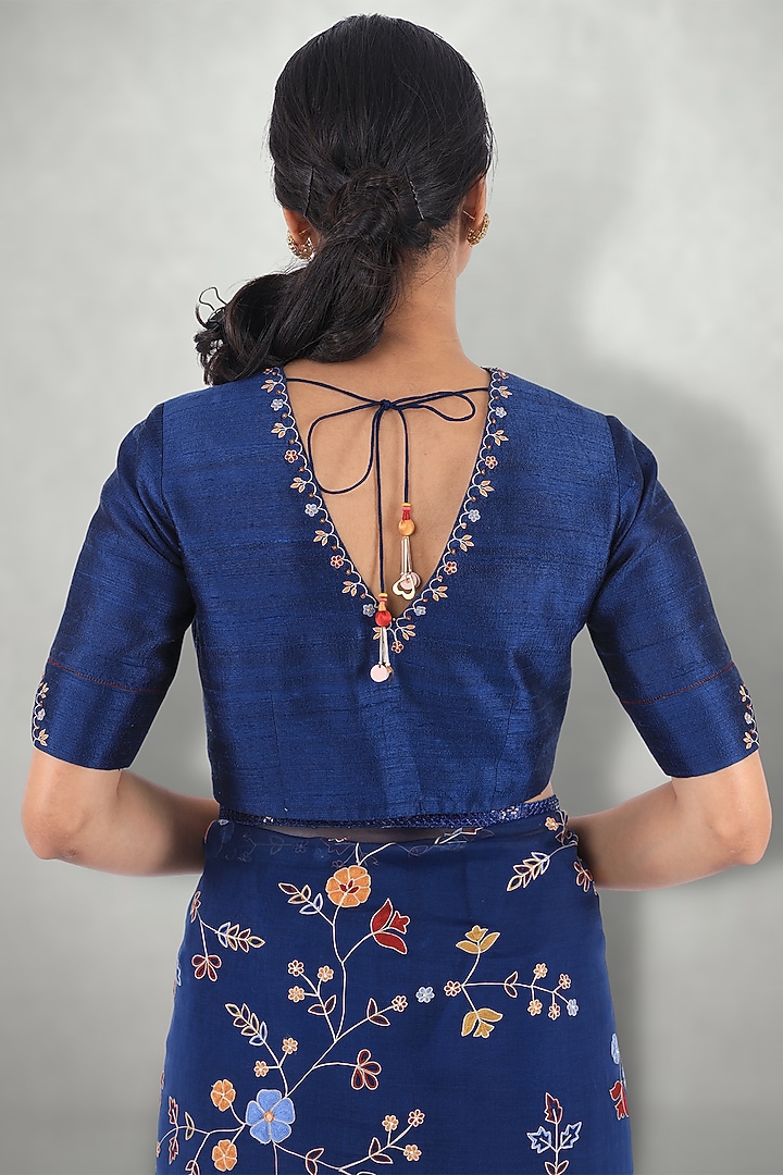 Dark Blue Embroidered Blouse by I Am Design at Pernia's Pop Up Shop