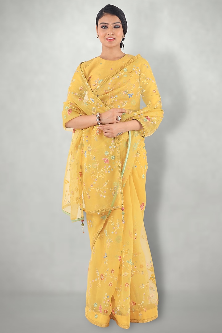 Mustard Embroidered Blouse by I Am Design