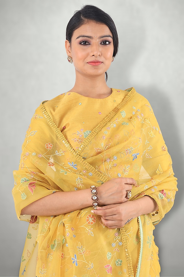 Mustard Embroidered Blouse by I Am Design at Pernia's Pop Up Shop