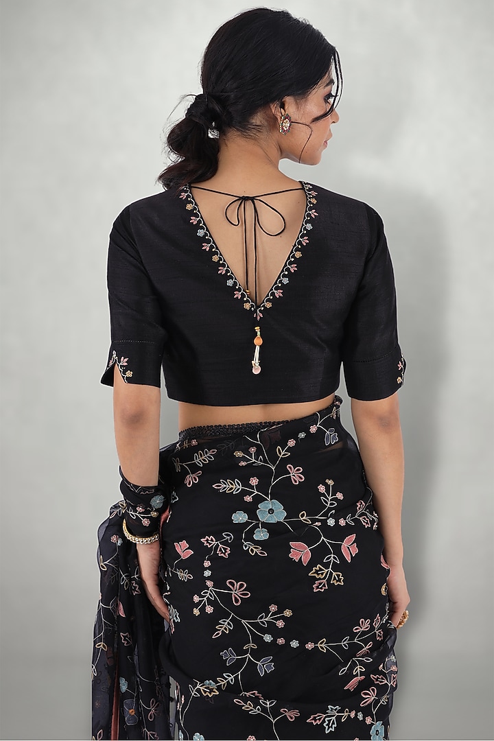 Black Embroidered Blouse by I Am Design at Pernia's Pop Up Shop