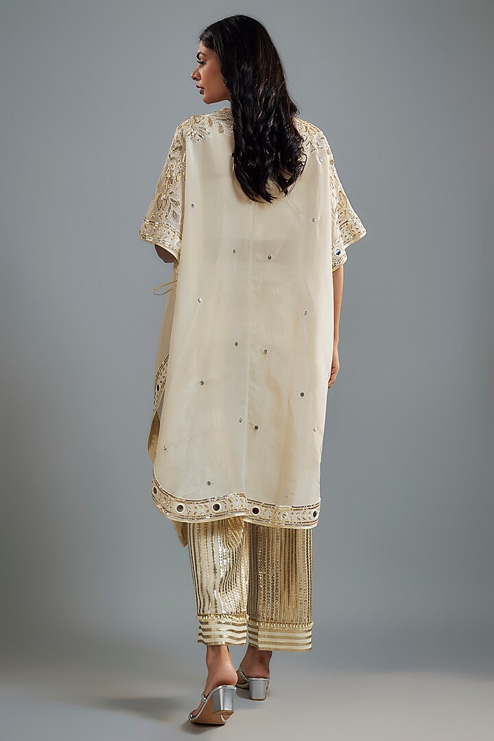 Ivory Georgette Hand Embroidered Cape Set by I AM DESIGN at Pernia's Pop Up Shop