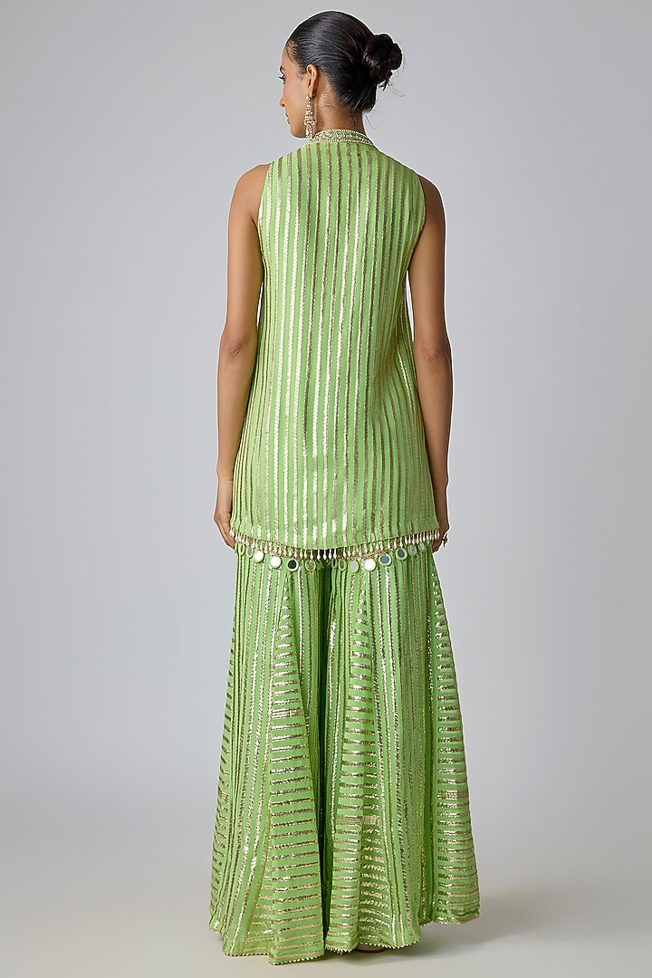 Sea Green Georgette Embroidered Short Kurta Set by I Am Design at Pernia's Pop Up Shop