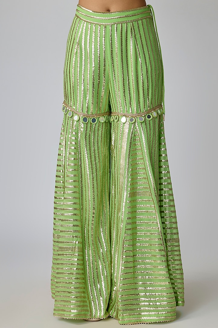 Sea Green Georgette Embroidered Short Kurta Set by I Am Design at Pernia's Pop Up Shop