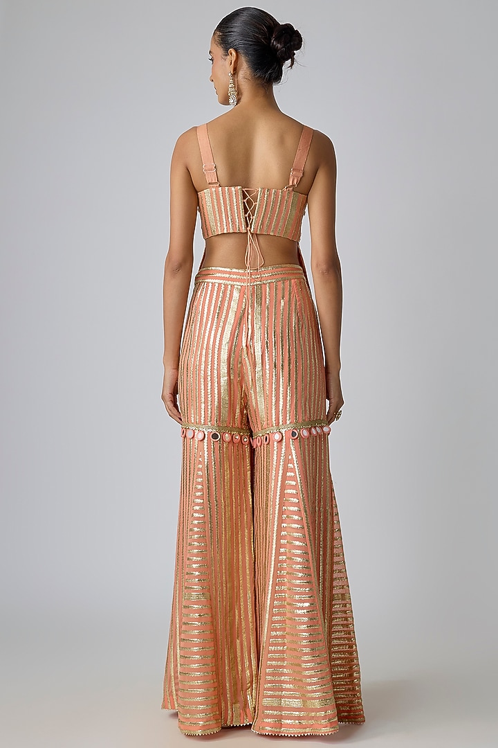 Peach Georgette Embroidered Short Kurta Set by I Am Design at Pernia's Pop Up Shop
