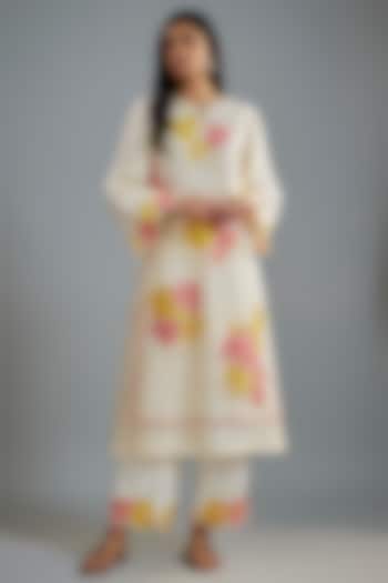 Ivory Silk Organza Sequins Work Layered Kurta Set by I AM DESIGN at Pernia's Pop Up Shop