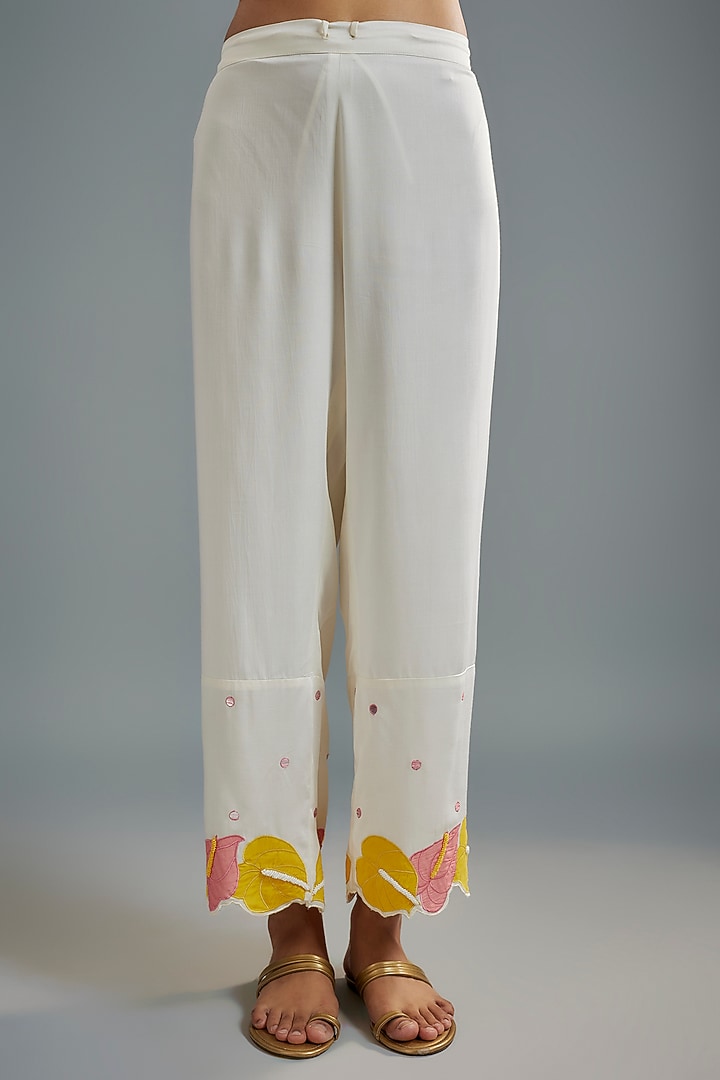Ivory Silk Organza Sequins Work Layered Kurta Set by I AM DESIGN at Pernia's Pop Up Shop