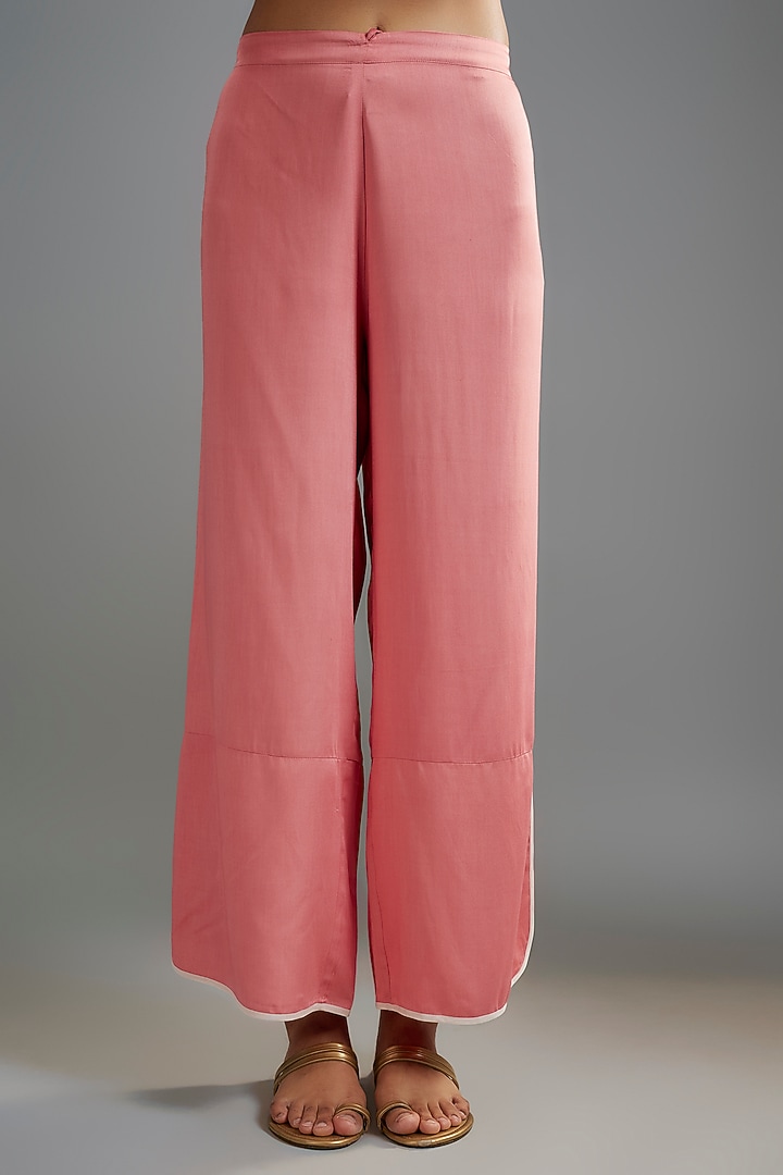 Pink Silk Organza Floral Applique Work Angrakha Kurta Set by I AM DESIGN at Pernia's Pop Up Shop