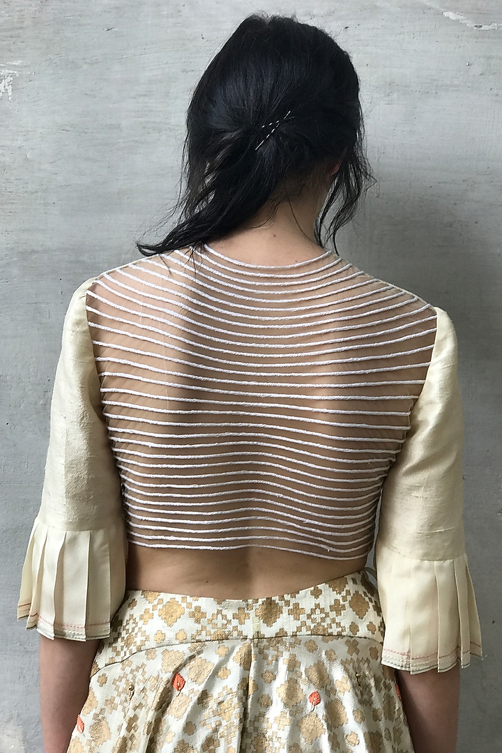 Ivory Printed & Embroidered Wedding Lehenga Set by I AM DESIGN at Pernia's Pop Up Shop