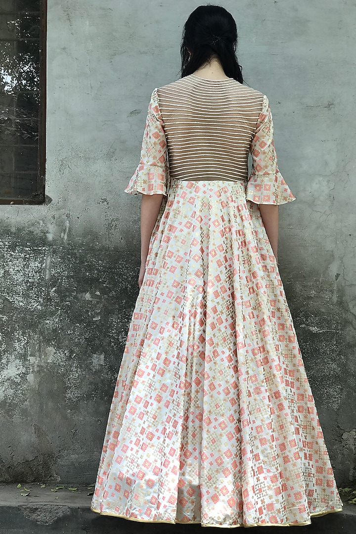 Ivory Printed & Embroidered Gown by I AM DESIGN at Pernia's Pop Up Shop
