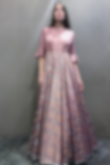 Mauve & Pink Ombre Printed Gown by I AM DESIGN at Pernia's Pop Up Shop