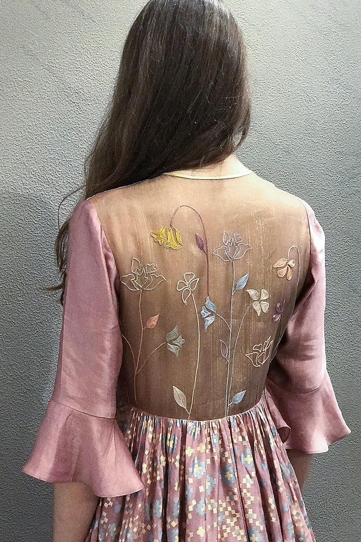 Mauve & Pink Ombre Printed Gown by I AM DESIGN at Pernia's Pop Up Shop