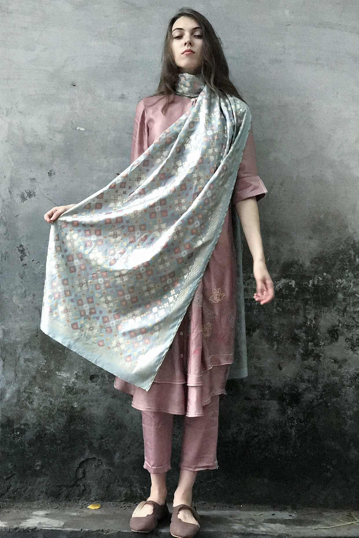 Onion Pink Embroidered & Printed Kurta Set by I AM DESIGN at Pernia's Pop Up Shop