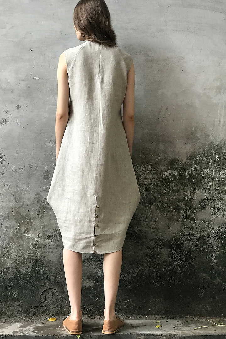 Beige & Mint Blue Tie-Dye Printed Cowl Kurta Dress by I AM DESIGN at Pernia's Pop Up Shop
