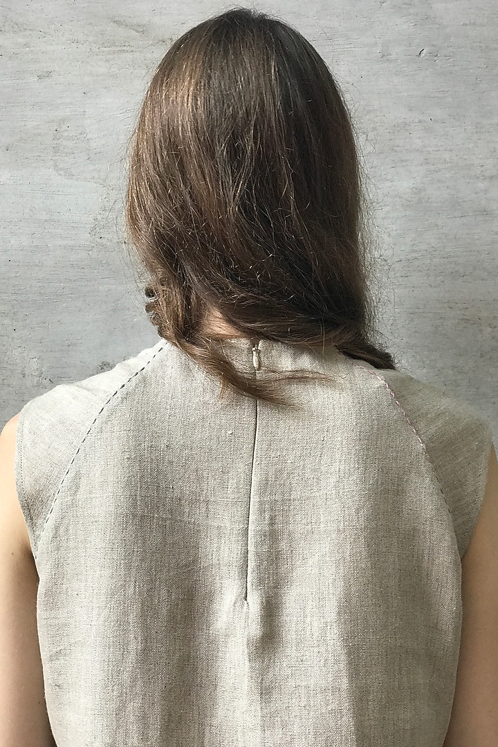 Beige & Mint Blue Tie-Dye Printed Cowl Kurta Dress by I AM DESIGN at Pernia's Pop Up Shop