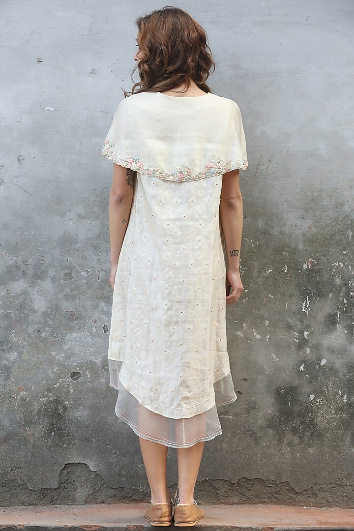 Ivory Printed & Embroidered Kurta Dress by I AM DESIGN at Pernia's Pop Up Shop