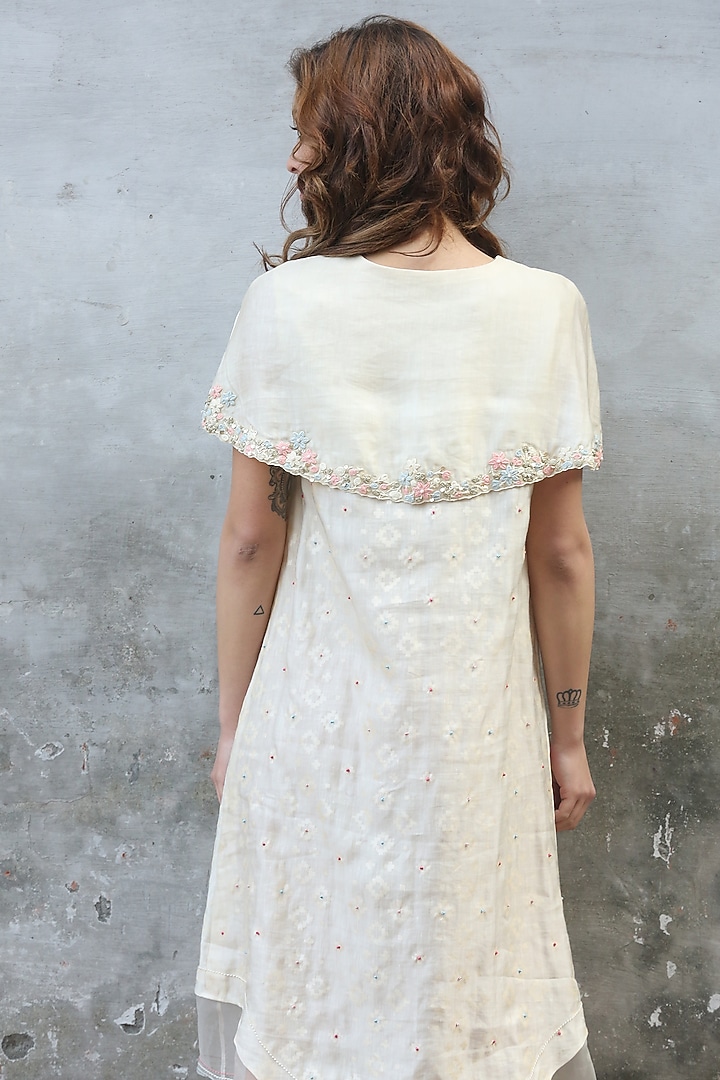 Ivory Printed & Embroidered Kurta Dress by I AM DESIGN at Pernia's Pop Up Shop