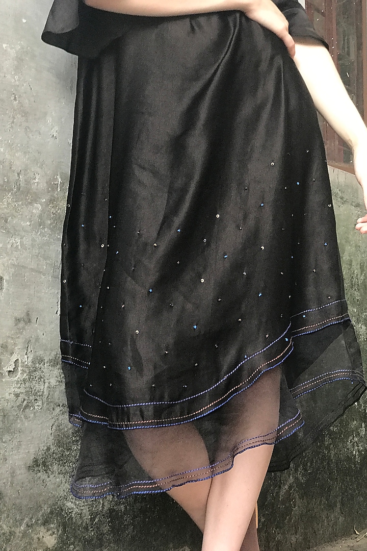 Black Printed & Embroidered Kurta Dress by I AM DESIGN at Pernia's Pop Up Shop