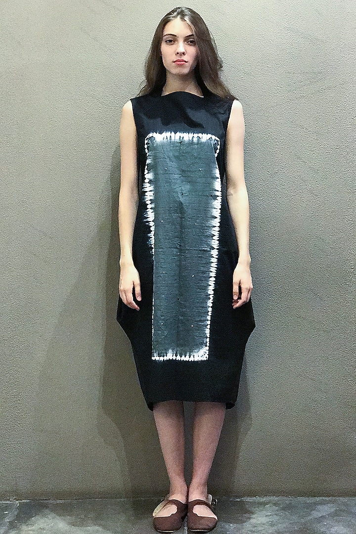 Black Tie-Dye Kurta Dress by I AM DESIGN