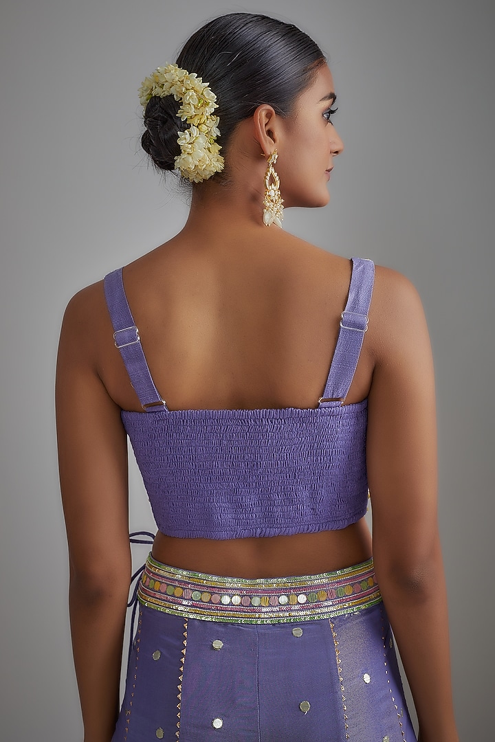 Mauve Silk Zari Hand Printed Wedding Sharara Set by I AM DESIGN at Pernia's Pop Up Shop