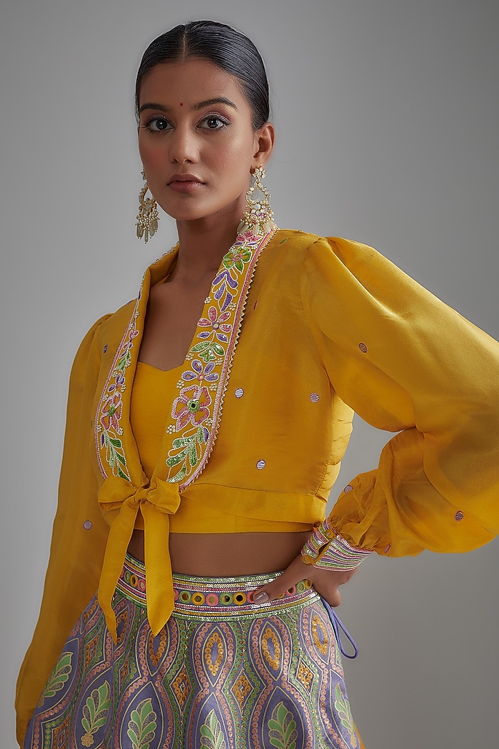 Mauve Silk Zari Hand Printed Wedding Lehenga Set by I AM DESIGN at Pernia's Pop Up Shop