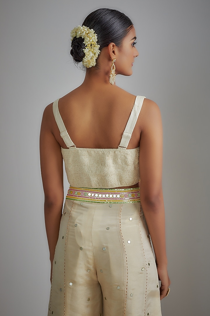 Ivory Silk Zari Hand Printed Wedding Sharara Set by I AM DESIGN at Pernia's Pop Up Shop